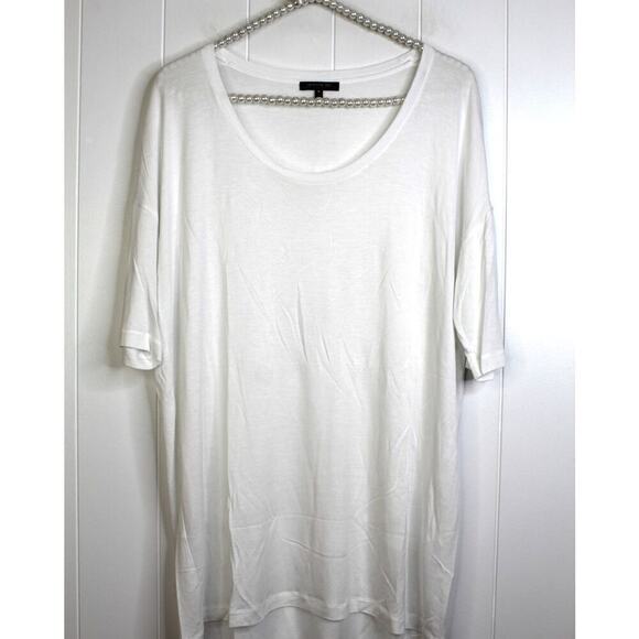 Lafayette 148 New York 100% Rayon White Scoop Neck Short Sleeve T Shirt Size M - Picture 1 of 5